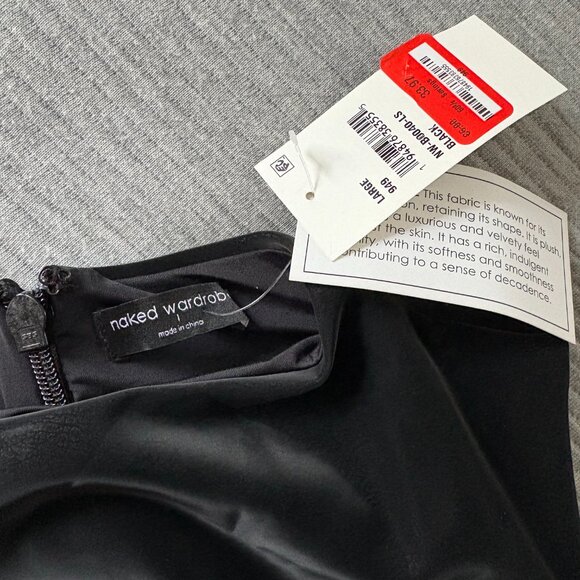 Naked Wardrobe Liquid Suede High-Neck Black Bodysuit - Picture 3 of 10